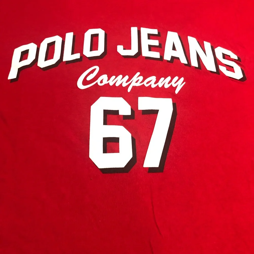 Polo Jeans Co. Ralph Lauren Mens 2XL Long Sleeve Red Graphic T-Shirt Y2K N20